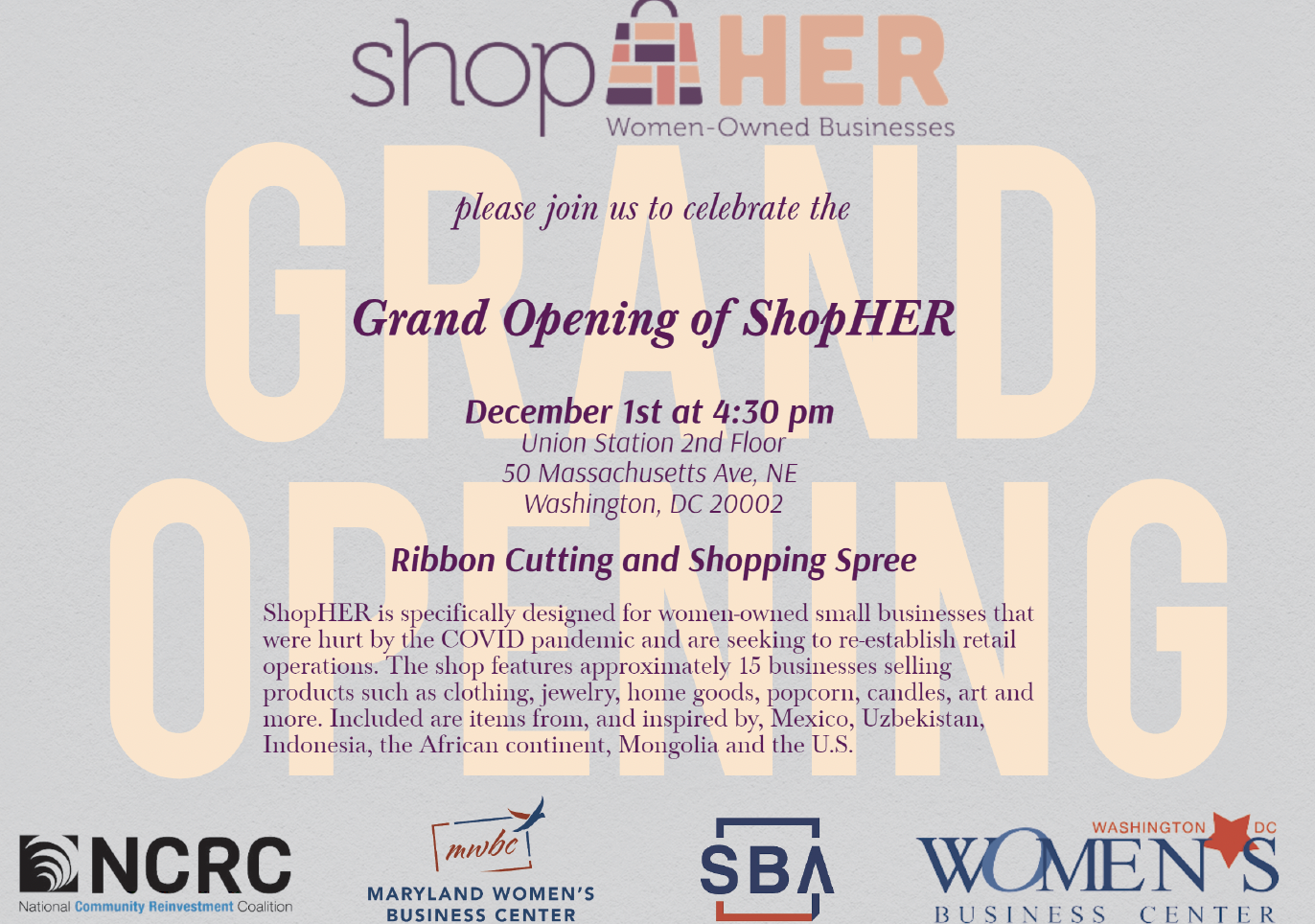 Grand Opening of Shop Her